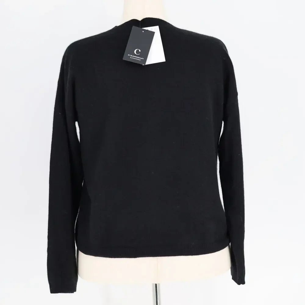 C by Bloomingdale's Women Black Cable Knit Cashmere V Neck Cardigan Size M - Picture 5 of 7